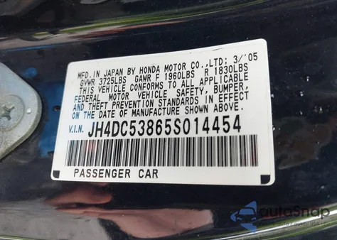 2005 Acura Rsx from USA, damaged, VIN JH4DC53865S014454